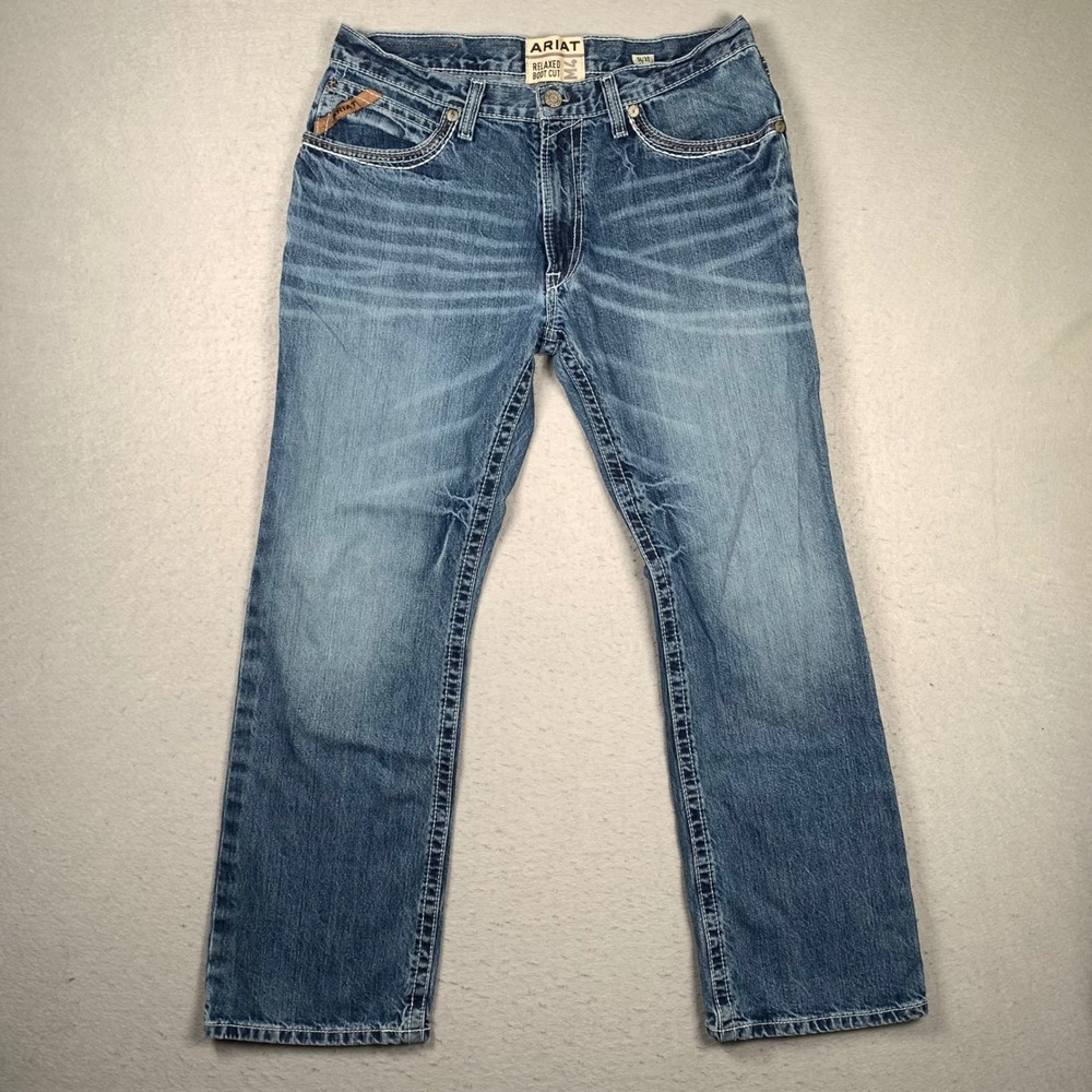 Ariat M4 Relaxed Boot Cut Jeans Mens 34x32 Blue Medium Wash Coltrane Rodeo